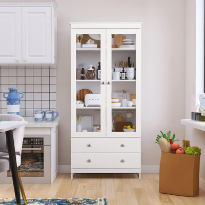 White Bookcase With Glass Doors