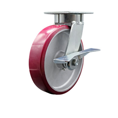 Kingpinless Poly on Aluminum Wheel Swivel Caster with Brake SCC