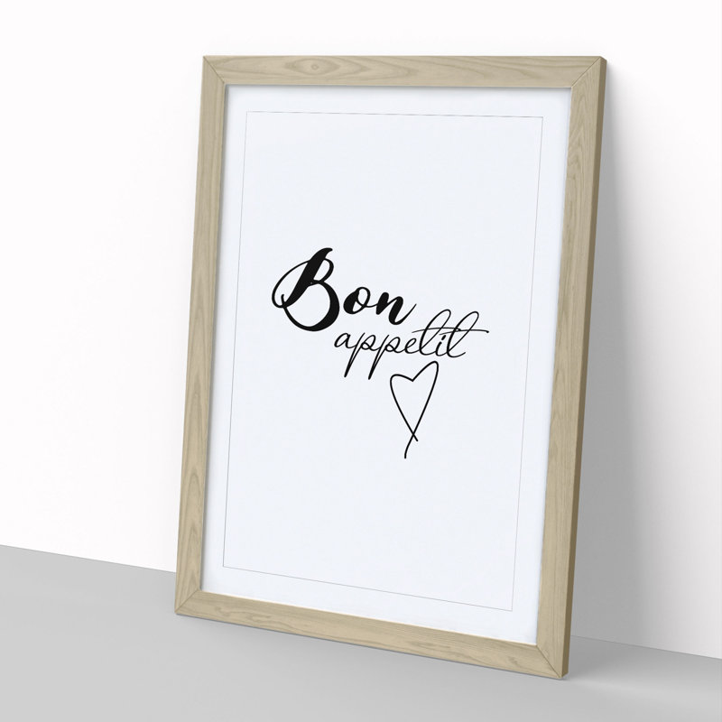 Bon Appetit - Picture Frame Typography, Oak, 65cm H x 48cm W x 2cm D