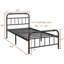 Structure de lit simple 14 po avec tête de lit simple en métal de 14 po, capacité industrielle élevée, capacité de 3500 lb, anti-balancement silencieux, noir, assemblage facile, aucun sommier tapissier requis-1509986709
