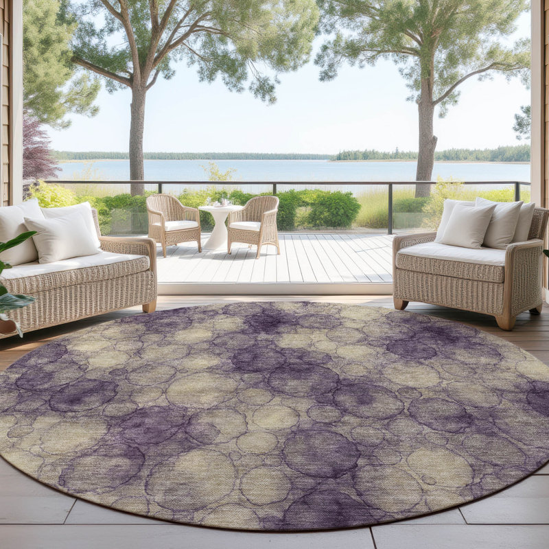 Machine Washable Indoor/Outdoor Lipman ACN2424 Abstract Rug, Round 8'