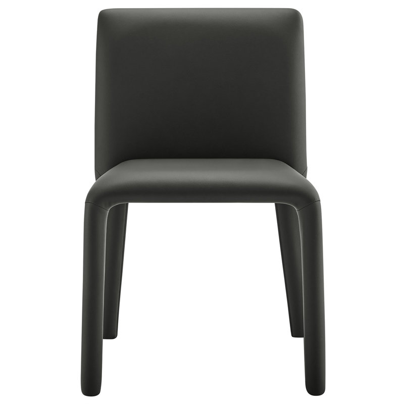 Chaise rembourrée en cuir Rhodes, Noir, noir, noir, noir