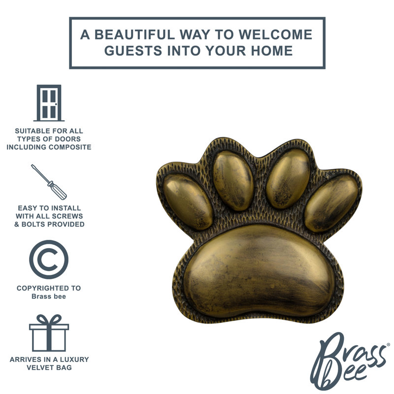 Nickel Paw Door Knocker, Bronze