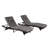 Outdoor Chaise Lounge Chair Of 2 - Corrosion High Foam Cushions Garden And Patio Strong Brown With Gray-1074739066