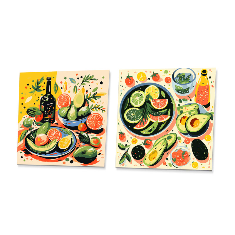 «Green» et «Green Avocado Elegance I», ensemble d'art mural en métal, H 16 po x l 32 po