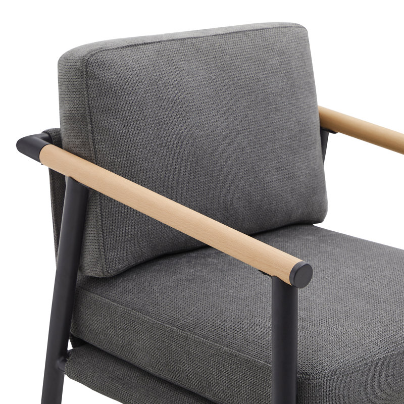 Atik Upholstered Counter Stool with Metal Frame, Gray