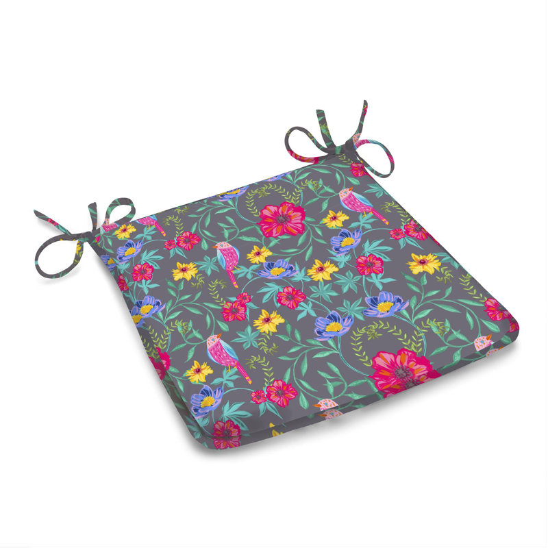 Chair Pad, Gray/Pink/Yellow Floral
