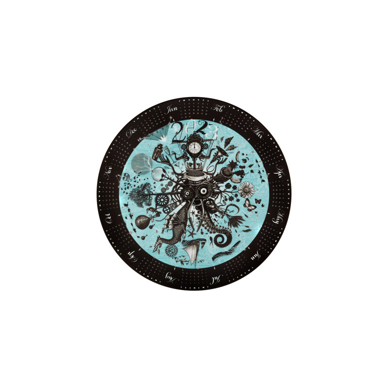 Assiette décorative en porcelaine noire / bleue / blanche à calendrier 2023 Calendrier