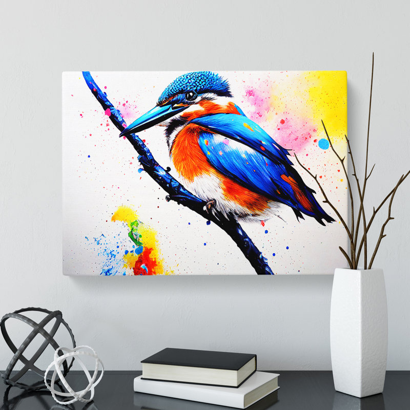 Kingfisher Bird Splash - Wrapped Canvas, 35cm H x 50cm W x 3cm D