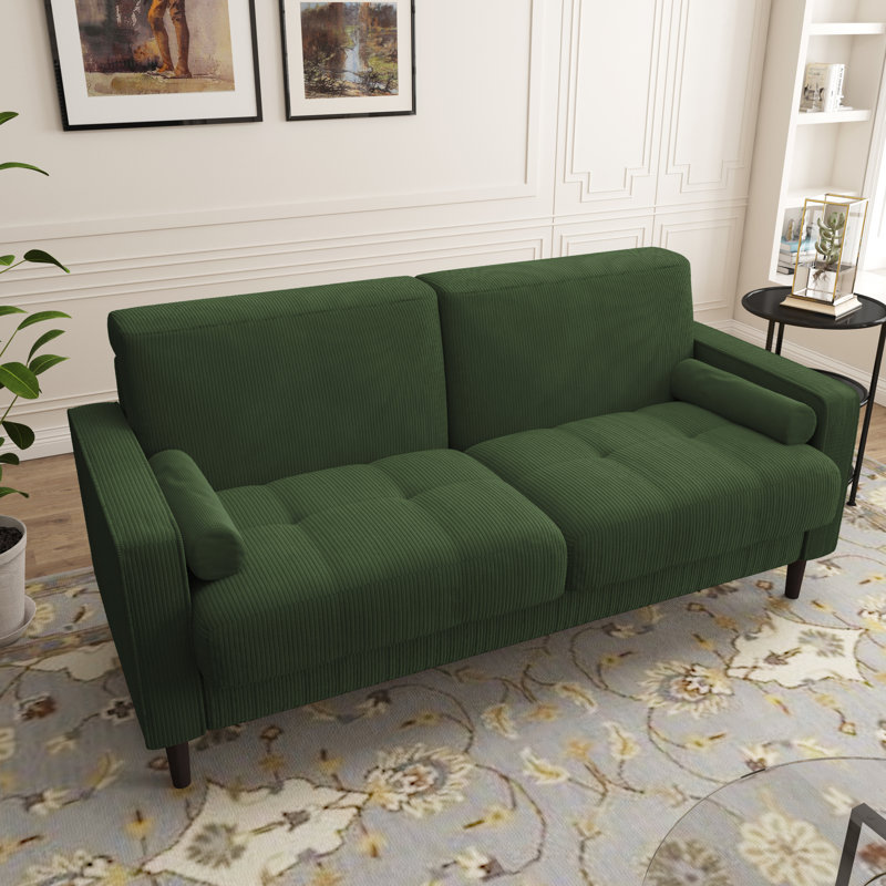 Carmelinda 157Cm Square Arms Sofa, Green