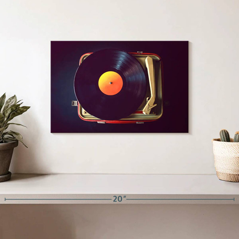 Compact Record Player, 8" H x 12" W
