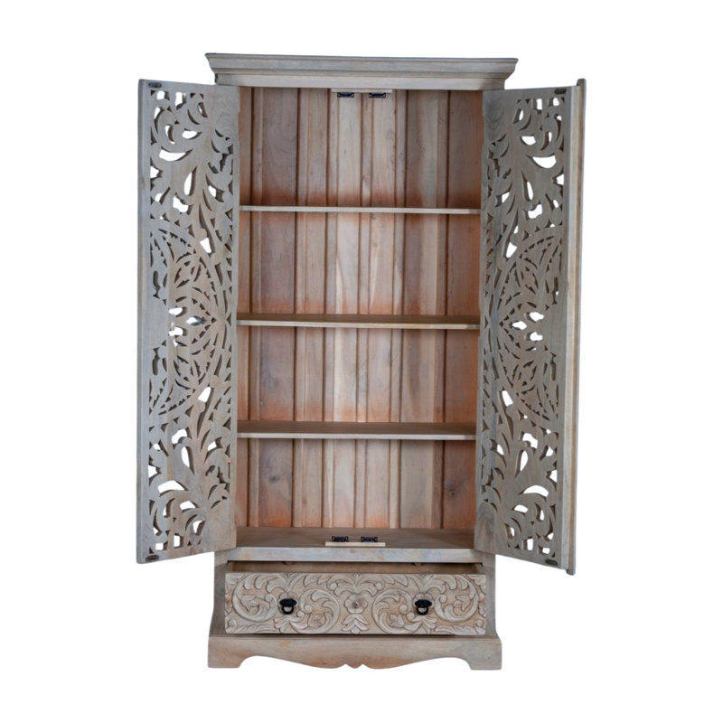 Oidhche 36 " W Solid Wood Armoire, Natural/Natural Pine