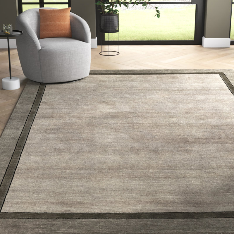 Zaley Handmade Tufted Wool Gray Area Rug, Rectangle 5' x 8'