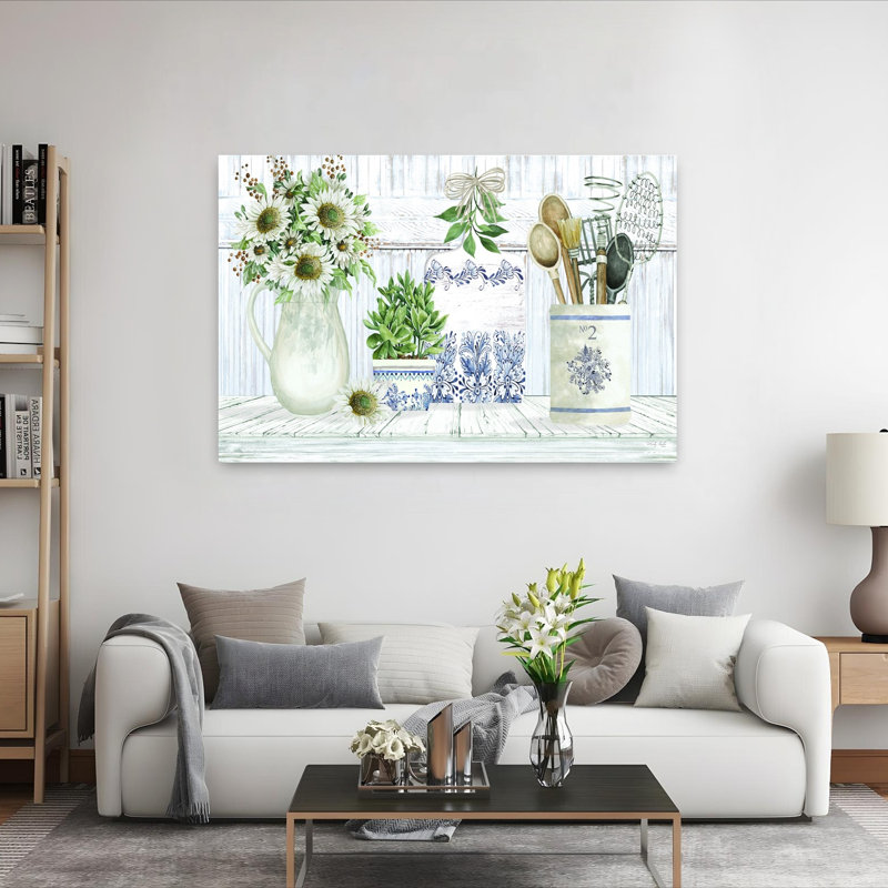 Art contemporain, art floral rétro, H 16 po x l 24 po