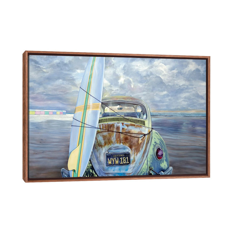 « Surf » par Marcello Petisci-impression, Toile classique avec cadre brun, Pas de tapis, H 26 po x l 40 po x 1,5 po