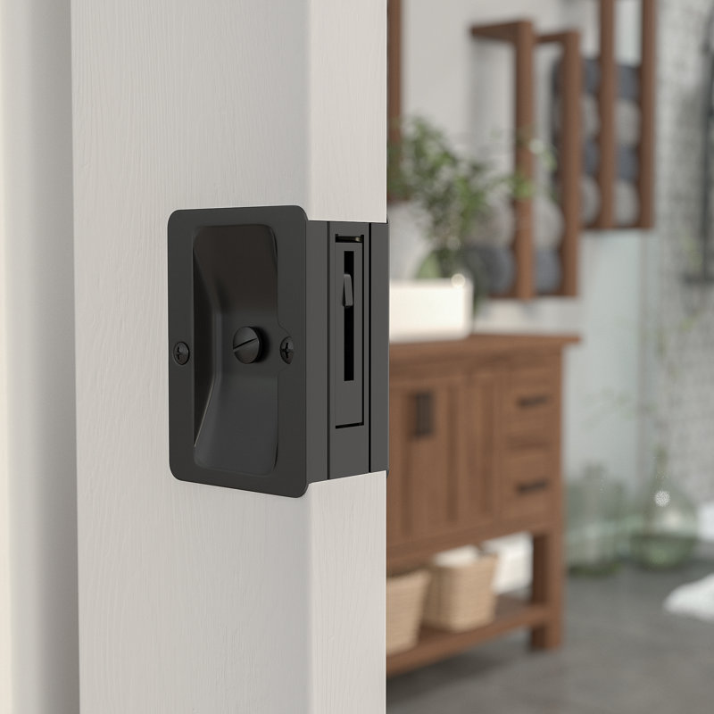 Rectangular Pocket Door Hardware, Black