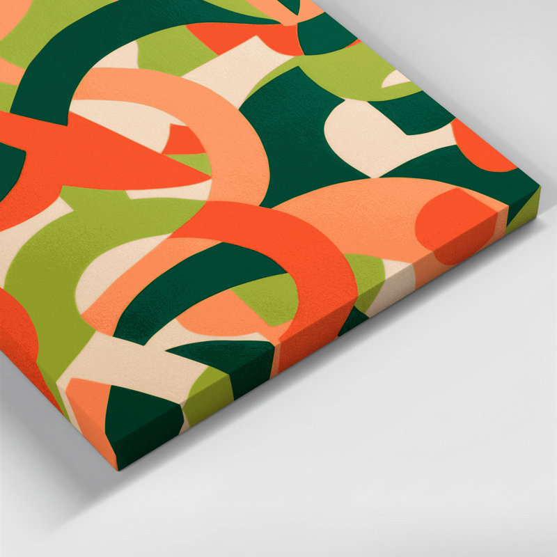 «Abstract Shapes 58», art mural sur toile verte, H 12 po x l 12 po