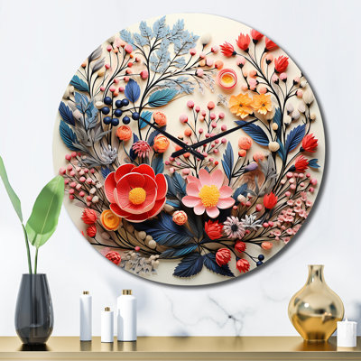 Horloge murale beige et orange