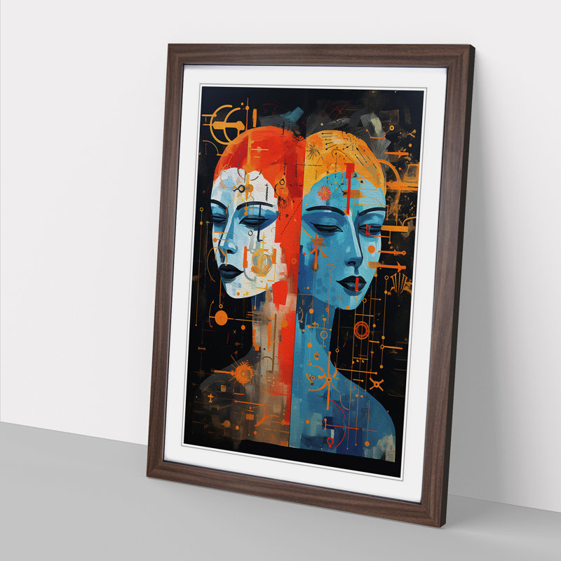 Gemini Zodiac Modern - Framed Print, Walnut Framed, 64cm H x 46cm W