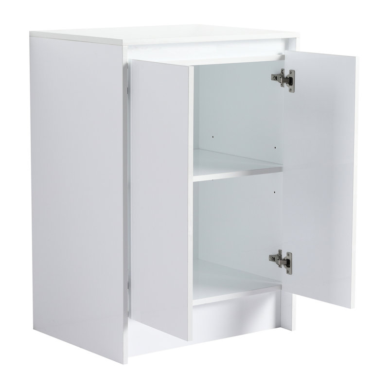 Meuble-lavabo autoportant 72 po avec 4 armoires de rangement et 2 armoires murales, tiroirs souples, contreplaqué blanc brillant