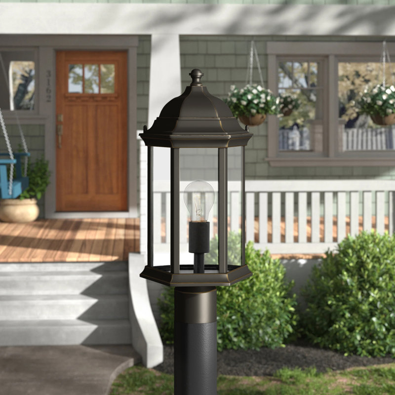 Sevier Medium One Light Outdoor Post Lantern from Generation Lighting , Antique Bronze/Clear, Antique Bronze
