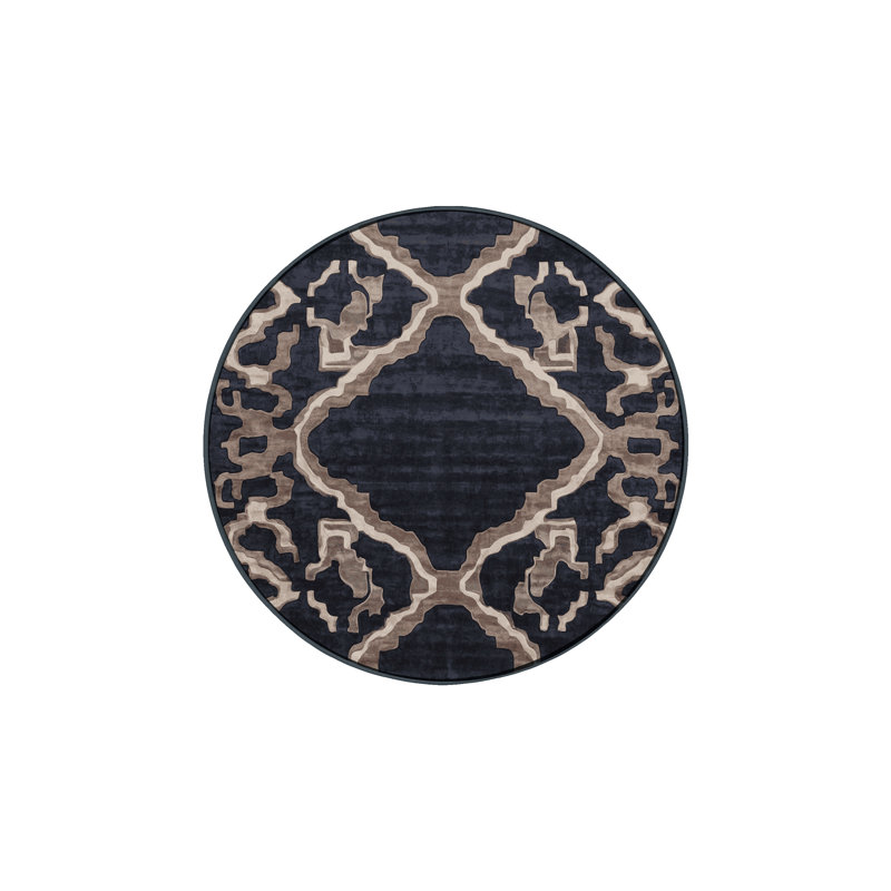 Machine Washable Gray Area Rug, Round 8'