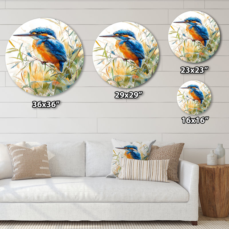 Décoration murale ronde en métal Johnthoma - Oiseau, H 23 po x l 23 po