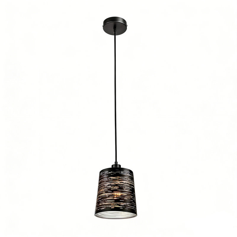 1-Light Black Metal Mesh Modern Pendant Light