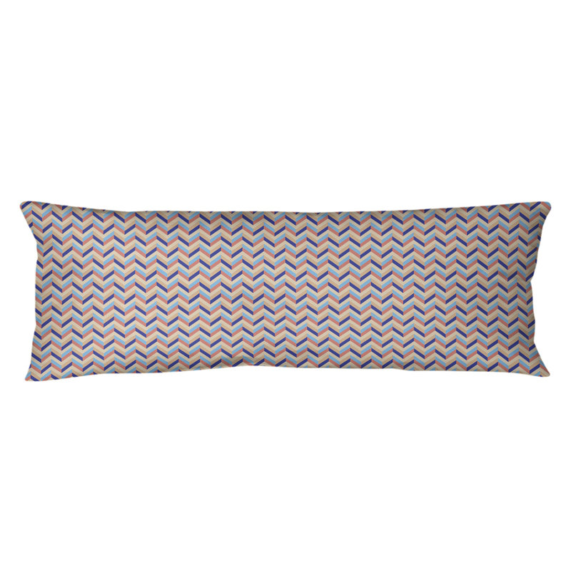 Abbate Polyester Pillow, Orange, Chevron