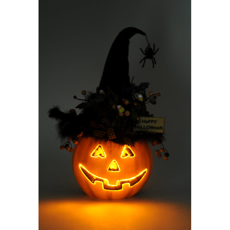 Lighted Fiber Optic Pumpkin, 22" H x 9" W x 13" D