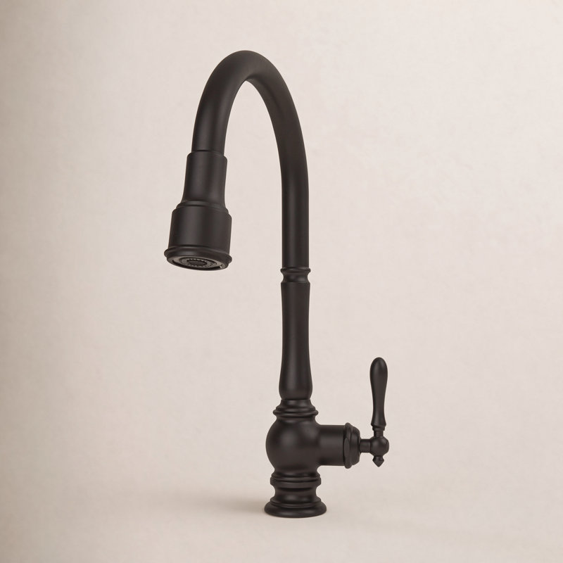 Artifacts® Pull Down Single Handle Kitchen Faucet, Matte Black