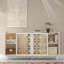 Buffet Mid-Century avec 2 portes coulissantes, sculpture et tablettes de rangement