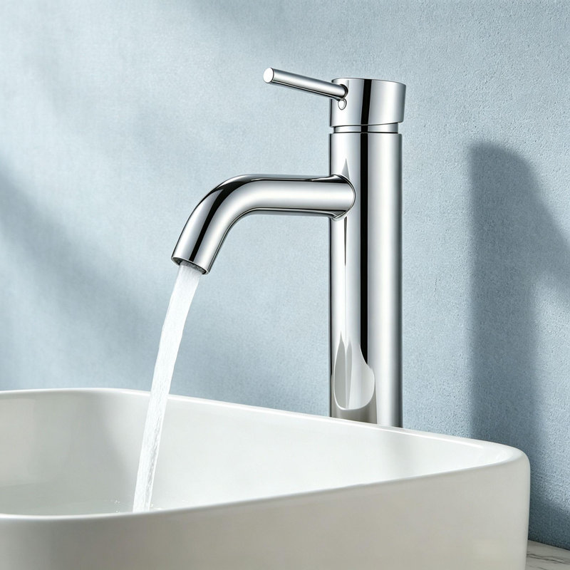 Robinet de lavabo de salle de bain à poignée simple Topcraft, Chrome chrome