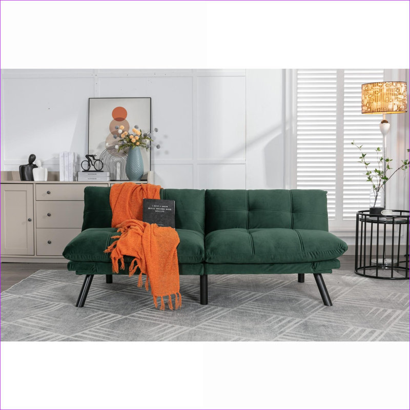 Canapés-lits | Canapé-lit pliant convertible 2 places moderne, idéal pour les petits appartements, capacité de 800 lb | Émeraude | Rembourré