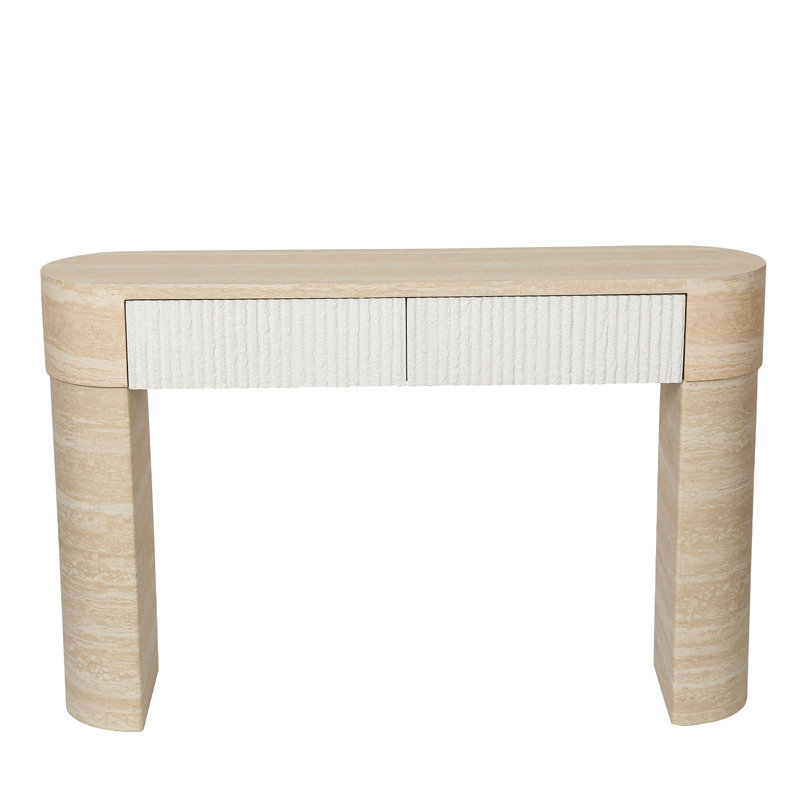 Table d'entrée, deux tiroirs à poignées cachées, console, assemblage facile, pour le couloir, le salon, le canapé derrière
