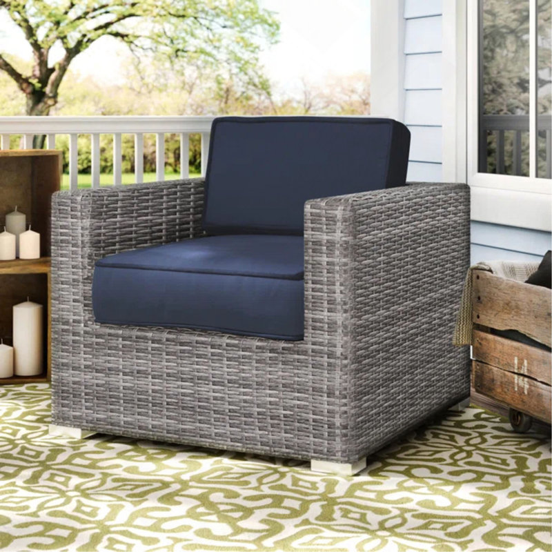 Fauteuil club en osier GRIS, 1, Mélange de gris, Mélange de gris