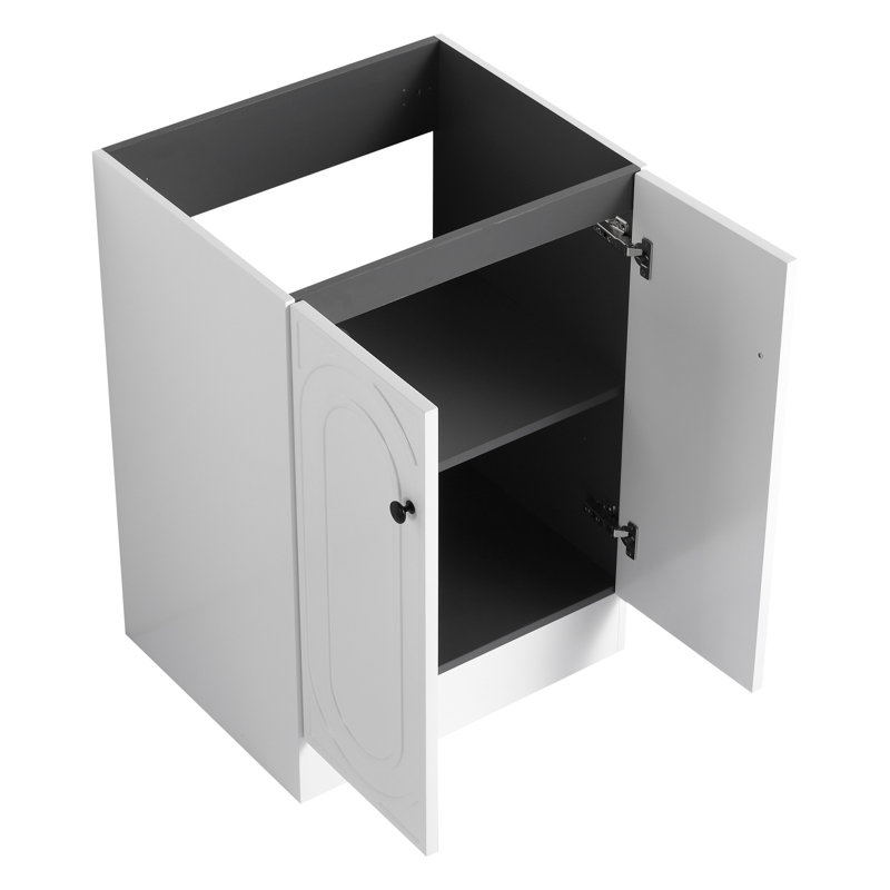 Meuble de salle de bain 61 cm (24 po) - Contreplaqué blanc, fermeture amortie, style moderne, rangement autoportant irrésistible