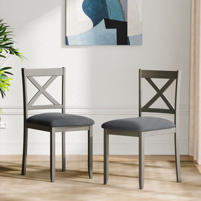 Gracie Oaks Cross Back Upholstered Dining Chair (Set of 2)