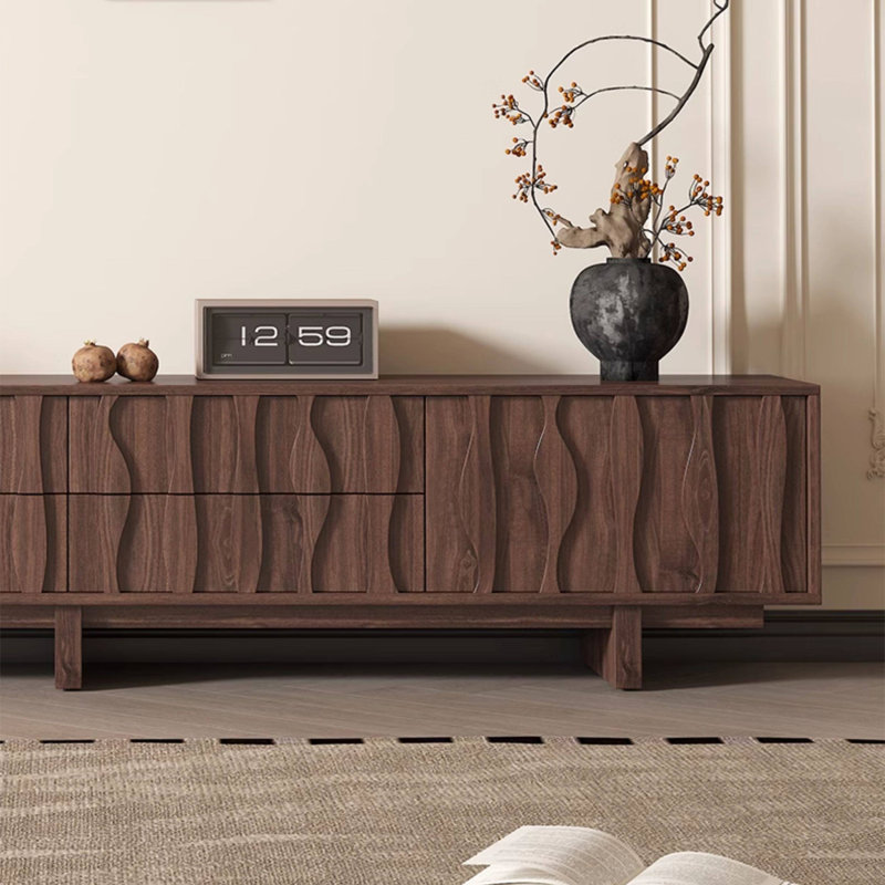 Retro Nut-Brown Manufactured Wood TV Stands, 94.49, Brun noisette