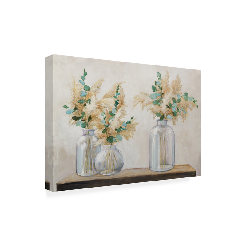 Œuvre sur toile, Julia Pinton et eucalyptus, H 12 po x l 19 po