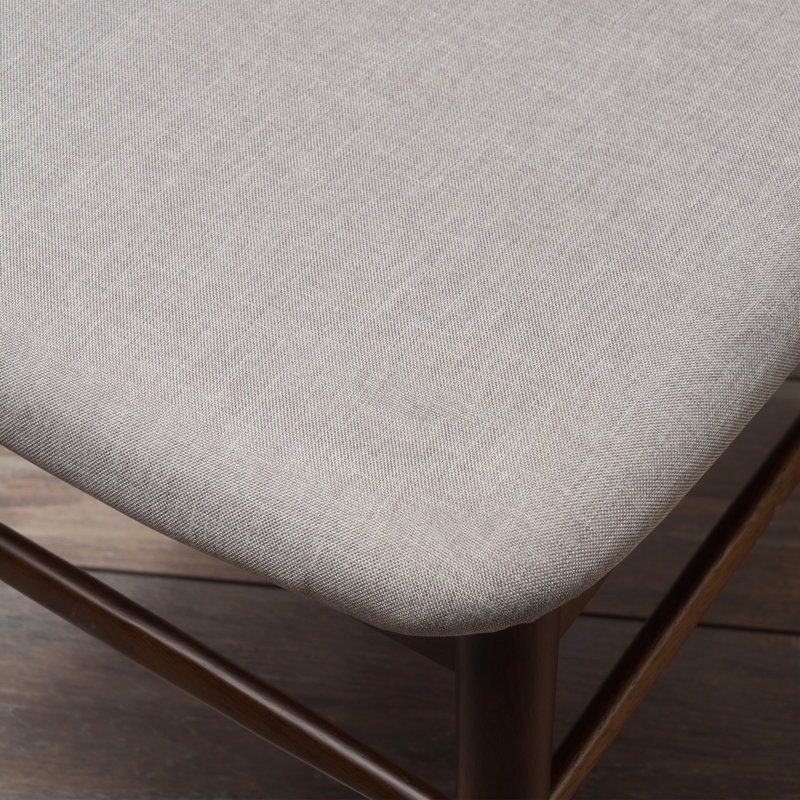Ensemble de 2 chaises de salle à manger rembourrées Mid-Century avec structure en bois d'hévéa, noyer, Gris clair