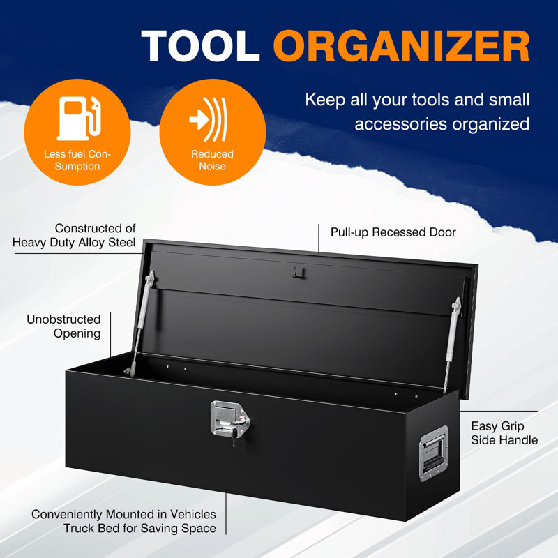 30 Inch Steel Heavy Duty Truck Bed Tool Box, Trailer Tongue Tool Box With Lock And Keys, Tool Box For Storage, Utility Trailer Tool Box For Truck, Pickup, RV, Trailer