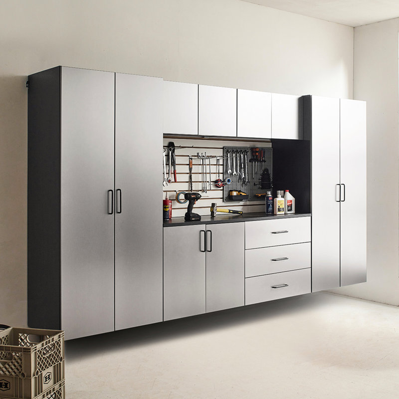 32 In. W X 79 H 20 D Contemporary Wall Mounted Storage Cabinet, Metallic Grey Color, Drawers, Water And Heat Resistance, Double Thickness Edge Banding, E0-grade , Shelf Measure, Heavy-duty Bracket