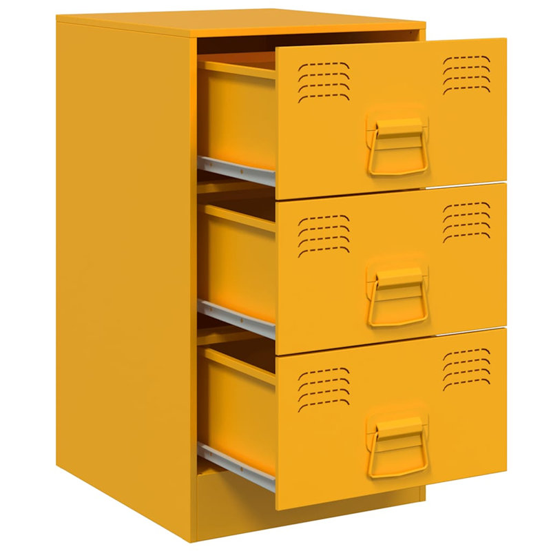 Raineri 34.5cm W Steel Bedside Table, Set of 2, Mustard Yellow