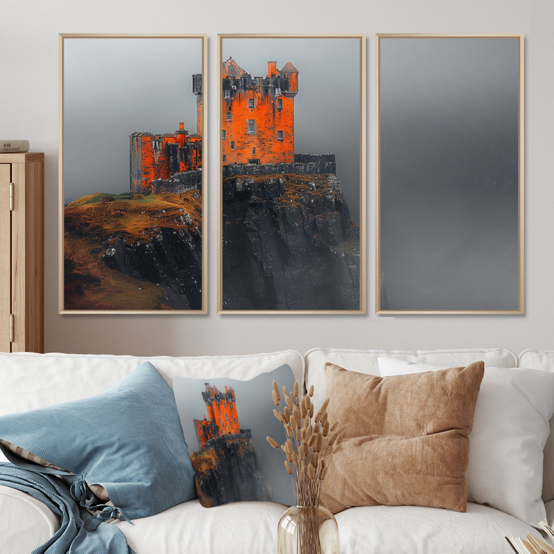 Clearwater - ensemble d'impressions murales châteaux, Cadre naturel flottant, H 32 po x l 48 po