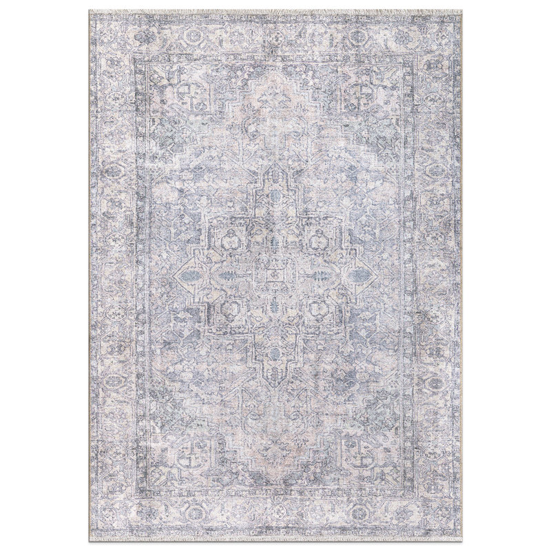 Tapis bleu / ivoire Kromer Medallion, Rectangle 3 pi 3 po x 5 pi