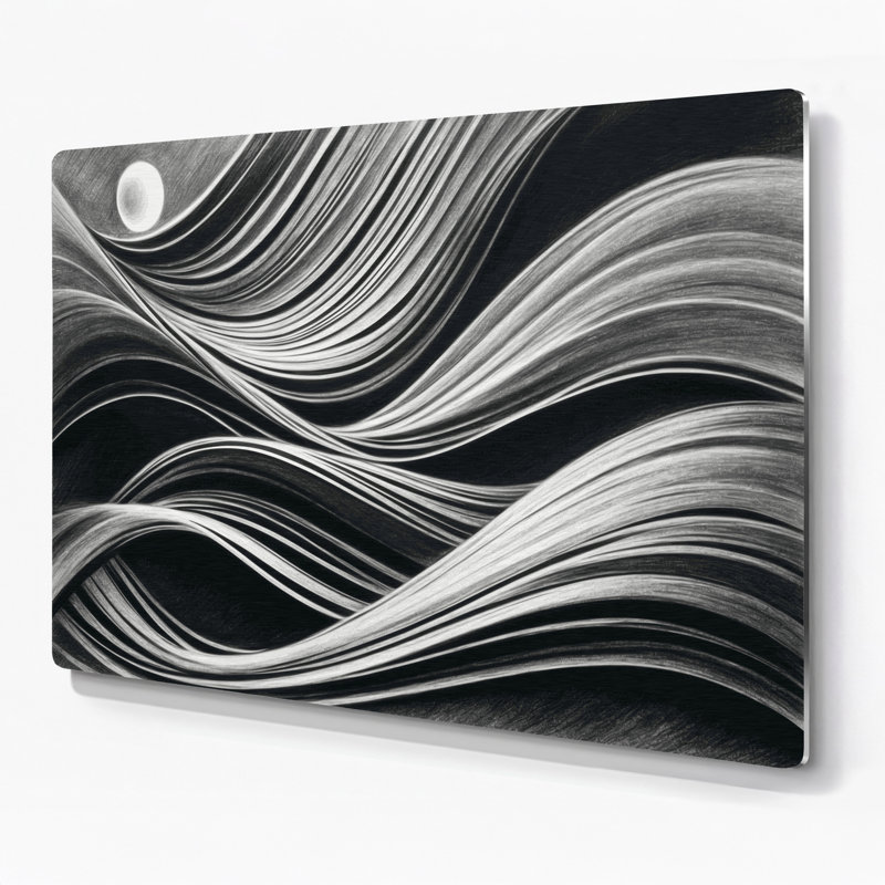 Art mural horizontal horizontal rayé gris clair en métal gris clair, H 11 po x l 14 po