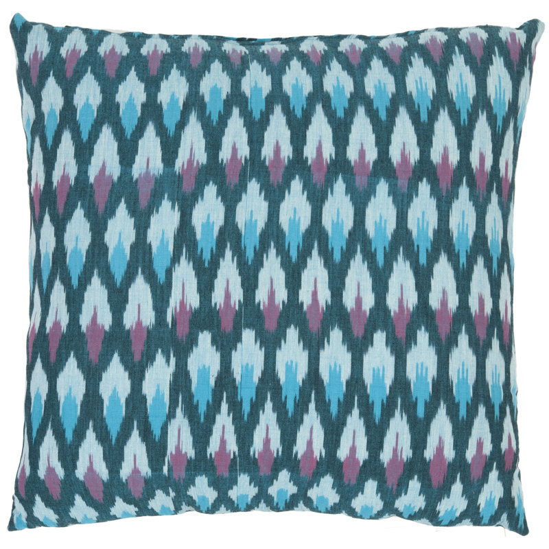 Ikat Square Cotton Throw Pillow, 22"