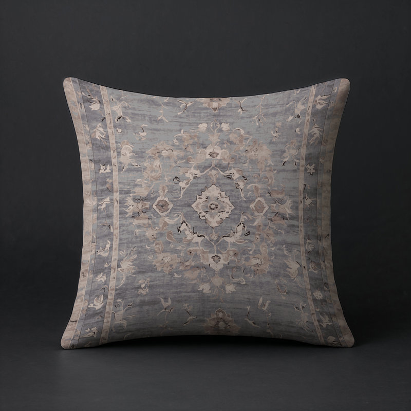 Coussin décoratif intérieur / extérieur gris Modern Modern, Carré 16 po, Gris / beige / beige clair abstrait