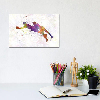 Rugby Men Players In Watercolour III by Paul Rommer - Wrapped Canvas Painting